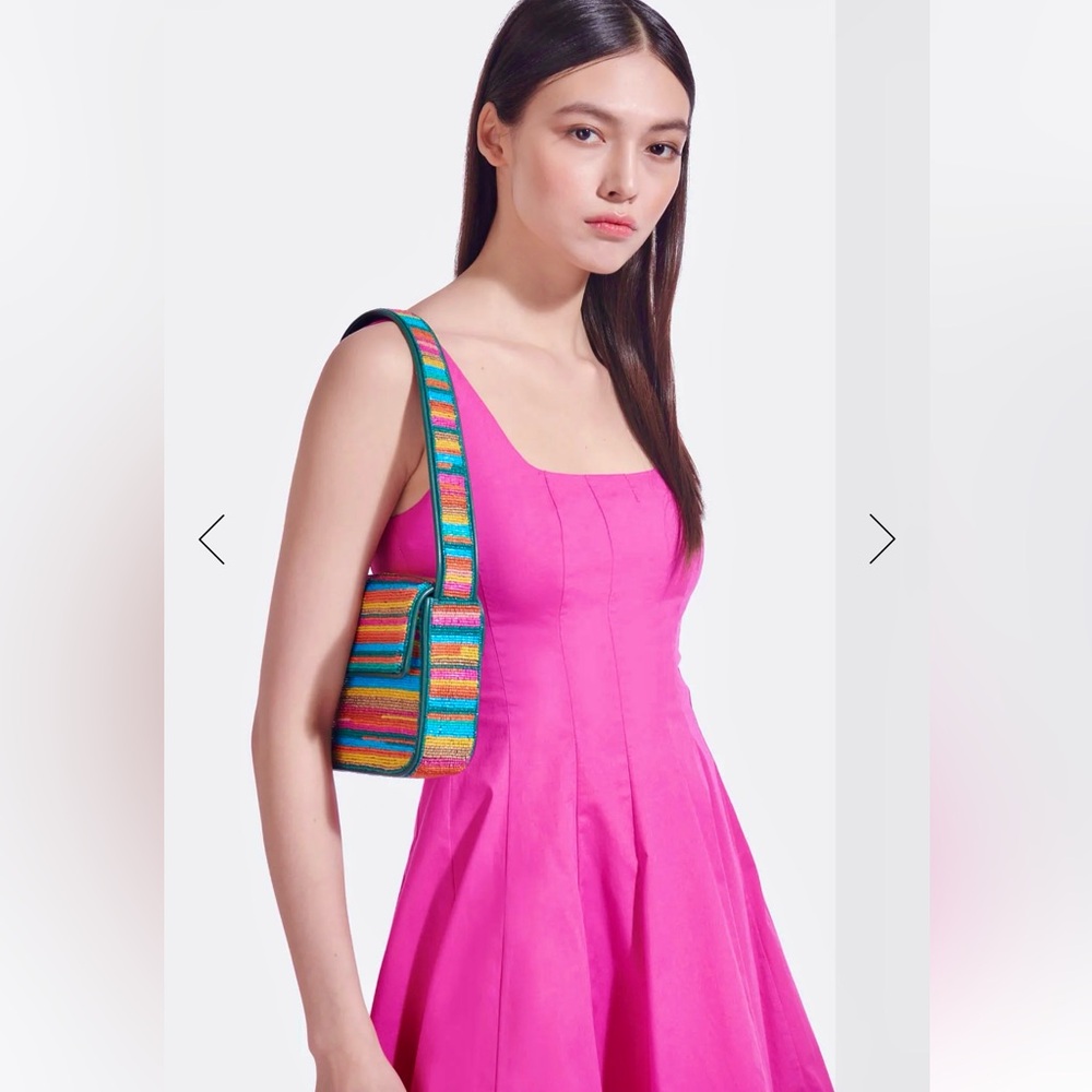 🌺🎉HP🎉🌺 NWT Staud Wells Mini Dress Peony - Picture 4 of 16